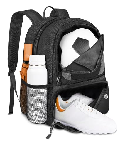 YOREPEK Soccer Backpack,Soccer Bag with Ball Holder, Water resistant Sport Equipment Bags Fit Basketball Volleyball Football - color: Grey