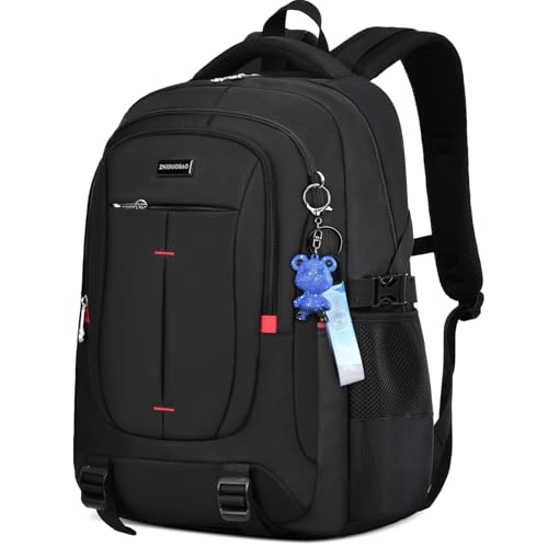 Backpack for School Boys Backpacks for Kids Camo Bookbag for Middle School Bags high school Waterproof Travel Back Pack - color: Black + (Pendant), size: Medium (18.5*12.9*9 inches)