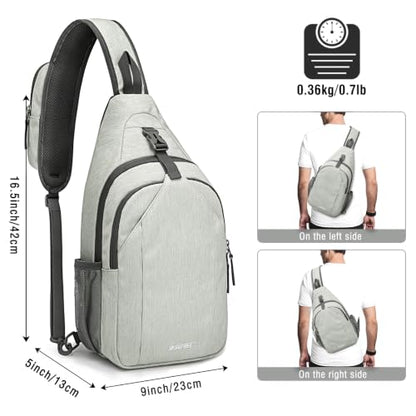 G4Free Sling Bag for Men and Women, RFID Blocking Crossbody Bag, Lightweight Sling Backpack for Travel, Hiking, Walking and Daily Use - color: Gainsboro