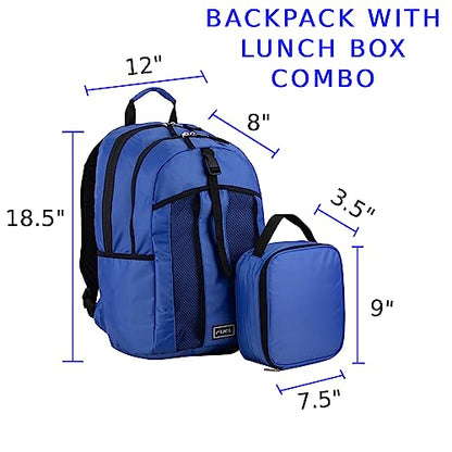 FUEL Lunch Backpack Set Teens Student Water Resistant Bookbag Bag Soft Reusable Insulated Cooler Lunch Box Thermal Travel Office Lunch Bag, Cobalt Blue - color: Blue Wave