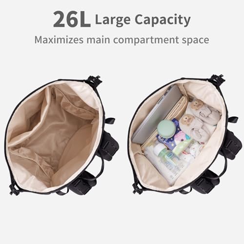 CEI-CEI Neoprene Diaper Bag Backpack Large Newborn Baby Maternity Bags Waterproof Travel Backpack for Mom Dad with Insulated Pockets,Changing Pad - color: Black