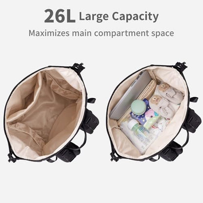 CEI-CEI Neoprene Diaper Bag Backpack Large Newborn Baby Maternity Bags Waterproof Travel Backpack for Mom Dad with Insulated Pockets,Changing Pad - color: Black