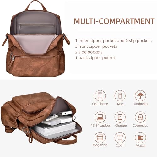 Dora & Liz Backpack Purse for Women, Pu Leather Designer Travel Backpack, Fashion Work Ladies Shoulder Bag Handbag - color: Blue