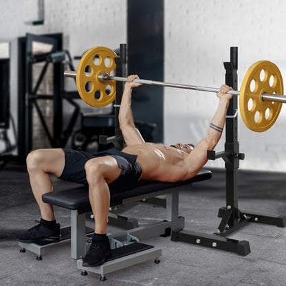 Adjustable Squat Rack Stand Barbell Bench Press Stands Rack Push Up 40"-66" Multi-Functional Sturdy Steel for Home Gym Max Load 550 lbs Portable Dumbbell Racks Stands, Black