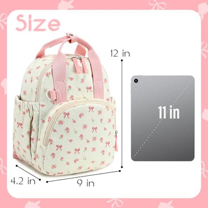 Bluboon Toddler Backpack for Girls Boys 2-4 Cute 12" Preschool Kindergarten Backpacks Kids Daycare Bags School Travel (Pink bow flower 212-Beige, Age 2-4 (12" H not Fit A4 Folder)) - color: Pink Bow Flower 212-beige, size: Age 2-4 (12" H not Fit A4 Folder