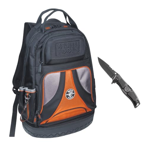 Klein Tools 80115 Backpack Kit with Tradesman Pro 39-Pocket Backpack and Electricians Pocket Knife, 2-Piece