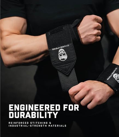 Gymreapers Weightlifting Wrist Wraps (IPF Approved) Professional Quality Wrist Support with Heavy Duty Thumb Loop - Best Wrap for Powerlifting Competition, Strength Training, Bodybuilding - color: Black