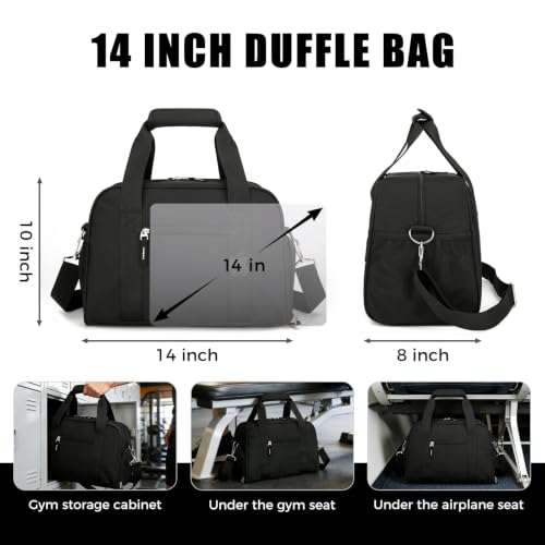 Searock 14 inch Small Gym Bag with Shoe Compartment - color: Black, size: 14 x 8 x 10″ (Small)
