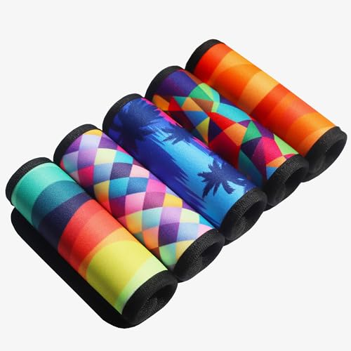 5 Pack Neoprene Luggage Handle Wraps for Suitcase Travel Luggage Tags/Identifiers/Marker/Grips Travel Accessories for Airplane(Multi-Color) - color: Multi-Color