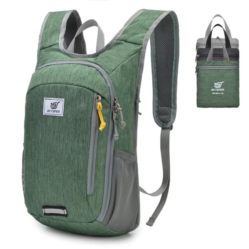 SKYSPER Small Daypack 10L/15L/20L Hiking Backpack Packable Lightweight Travel Day Pack for Women Men - color: Green, size: 15l