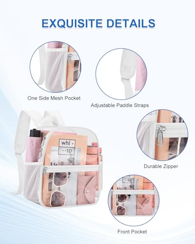Clear Backpack for Stadium Events, 12x12x6 Small Clear Plastic bag with Reinforced Straps for Game Security Festival Concert - color: White