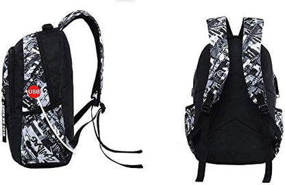 Asge School Backpack for Boys Print Backpack Teenagers Nylon Large School Bag Outdoor Reflective Daypack - color: Camouflage
