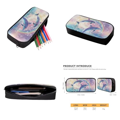 Rainbow Dolphin Backpack for Girls Kids School Backpack Set with Lunch Box Pencil Case Water Bottle Holder Trendy Backpack 4 in 1 Set for Elementary Middle School Students Gifts - color: Rainbow Dolphin