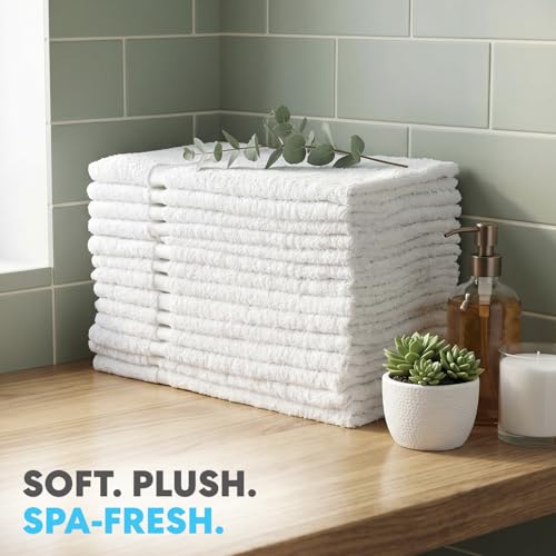 Simpli-Magic Cotton Hand Towels 16"x27" (12 Pack) – Soft Towels for Bathroom, Kitchen, Salon & Gym (White) - color: White