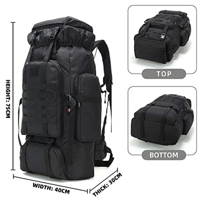 King'sGuard 70L Camping Hiking Backpack for Men Women Large Military Tactical Backpack Molle Rucksack Backpack for Outdoor - color: Black