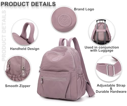 Pealwel Mini Backpack Purse for Women,Small Nylon backpacks for Ladies Backpacks Women Anti Theft Travel Bag (Light Pink) - color: Light Pink