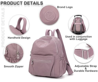 Pealwel Mini Backpack Purse for Women,Small Nylon backpacks for Ladies Backpacks Women Anti Theft Travel Bag (Light Pink) - color: Light Pink