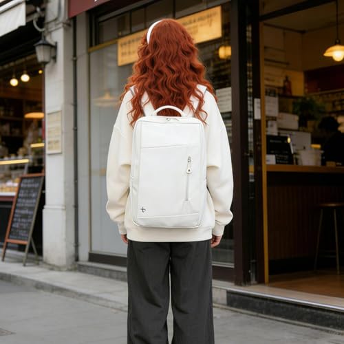 BESMART Laptop Backpack for Travel Water Resistant, Slim College Backpack for Men/Women, 15.6" Laptop Business Backpack with USB Charging Port(Beige) - color: Beige