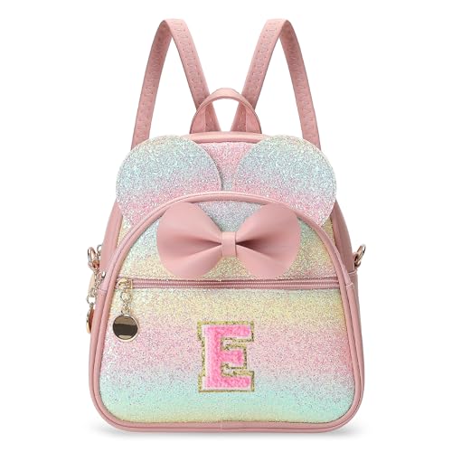 Birthday Gift for 2 3 4 5 6 7 8 9 10 Year old Girls Personalized Initial Mini Backpack Purse for Toddler Kids-Shine-E - color: Shine, style: E