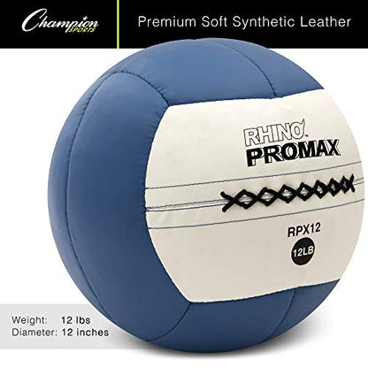 Champion Sports Rhino Promax Wall Balls - Soft Shell Non-Slip Grip for Weightlifting, Plyometrics, Cross Training, & Home Gym - style: 12 LBS