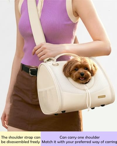 Small Dog Cat Chest Carrier Backpack,Adjustable Ventilated Front Facing Backpack Carrier for Small Dogs Cats Puppy,Airline Approved Lightweight Doggy Backpack for Travel Hiking Outdoor - color: Beige