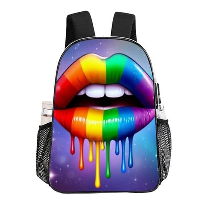 Shoulder Book Bags Polyester Multipurpose Anti-Theft Lgbt Gay Homosexual Lesbian Rainbow Lips Carry On Bag Large Capacity Travel Hiking Camping Rucksack - color: Pattern 209