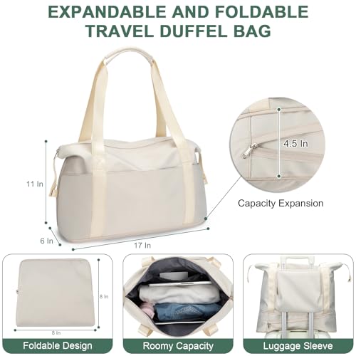 RDTGO Travel Backpack For Women,Personal Item Travel Bag Fits 17" Laptop,Flight Approved Carry-On Backpack, Hiking Backpack,Waterproof Outdoor College Casual Daypack (Beige) - color: Beige