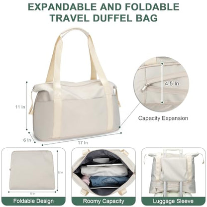 RDTGO Travel Backpack For Women,Personal Item Travel Bag Fits 17" Laptop,Flight Approved Carry-On Backpack, Hiking Backpack,Waterproof Outdoor College Casual Daypack (Beige) - color: Beige