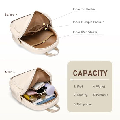 TENSTAR Mini Backpack for Women Stylish Convertible Back Pack Purse, Light Weight Daypack Purses Daily Backpack Cute Bookbag for College Travel, Apricot - color: Apricot