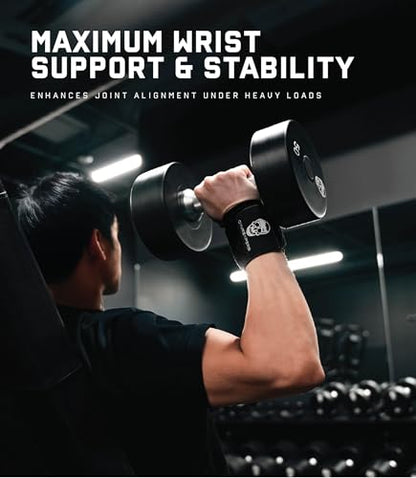 Gymreapers Weightlifting Wrist Wraps (IPF Approved) Professional Quality Wrist Support with Heavy Duty Thumb Loop - Best Wrap for Powerlifting Competition, Strength Training, Bodybuilding - color: Black