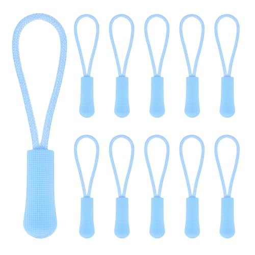 PATIKIL 2.6 Inch Zipper Pulls Replacement, 100 Pcs Nylon Cord Extension Zipper Pull Tab Tags for Handbag Backpacks Jackets Luggage Purses, Blue - color: Blue