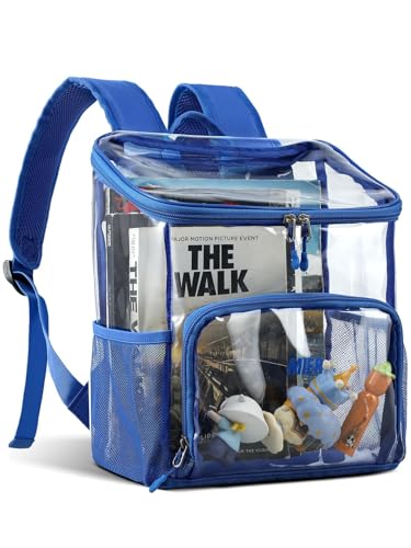 MIER Clear Backpack for Stadium Events 12 Inch Small Transparent Bookbag Heavy Duty See Through Backpacks for School Clear Bag for Boys Girls Adult, Blue - color: Blue, size: Small