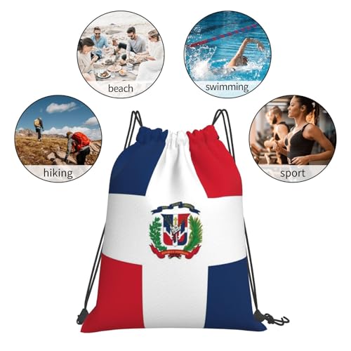 Dominican Republic Flag Drawstring Bag Sport Gym Backpack Beach Travel Sack Draw String Yoga Bag For Men Women - color: Dominican Republic Flag