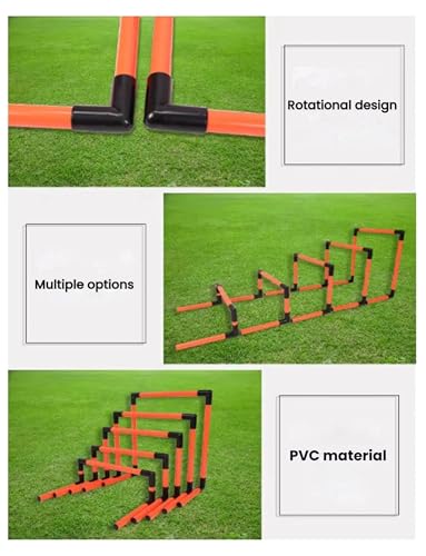 Portable Adjustable Football Hurdles，Agility Training Hurdles Set of 5, Detachable Practice Hurdles for Track and Field(Yellow) - color: Yellow