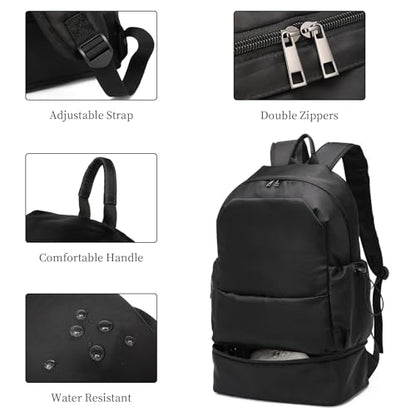 seyfocnia Large Gym Backpack for Men,Waterproof Travel Backpack With Shoe Compartment Lightweight Sports Gym Bag Casual Daypack-Black - size: 22 Inches