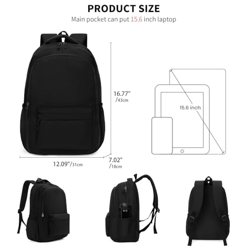 GAEKEAO Everyday Backpack for Women Men, Lightweight Casual Bookbag Travel Backpack for Work College Commute Black - color: C01 Black