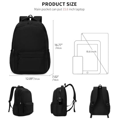 GAEKEAO Everyday Backpack for Women Men, Lightweight Casual Bookbag Travel Backpack for Work College Commute Black - color: C01 Black
