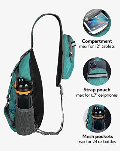 WATERFLY Packable Small Crossbody Sling Backpack Shoulder Chest Bag Daypack for Hiking Traveling - color: Green