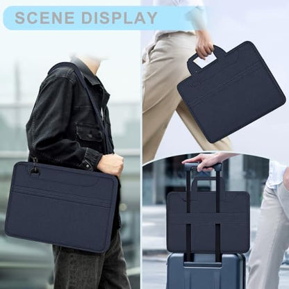 Hseok Laptop Shoulder Bag 15.6-16 inch Case,Water-Resistant Shockproof Computer Handbag with Small Case Compatible with MacBook Pro/Neo 16",Mac Air 15 M5, XPS 15/16 and most 15.6-16 PC,Blue - color: Dark Blue, size: 15.6-16"
