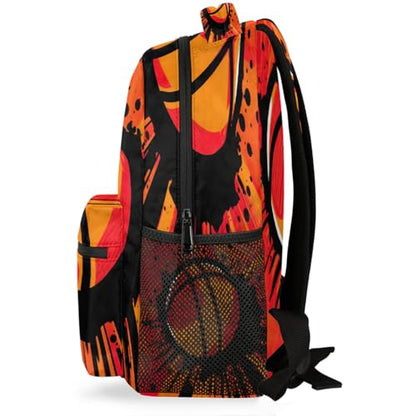 Large Backpack with 15.6 Inch Laptop Compartment, Basketball Painting Adult Backpack for Work, Travel & School College Boys Girls - color: Basketball Painting