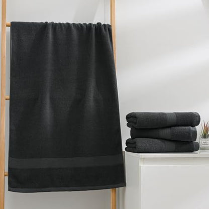 100% Cotton Hand Towel Set of 4, Oversized Ultra Soft Luxury Towels, Thick Plush, Absorbent Heavyweight, Guest Bath, Hotel, Spa, Home Bathroom, Shower,20" x 40" (Dark Grey) - color: Dark Grey