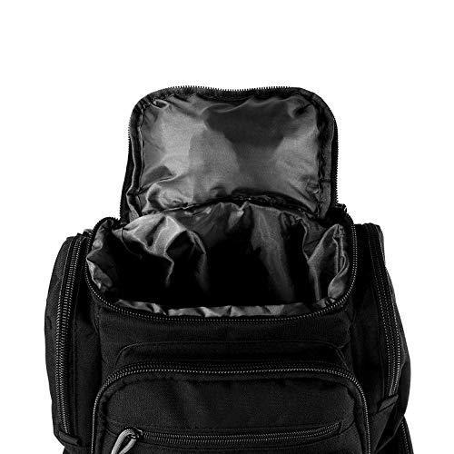 K-Cliffs Tactical Range Backpack – Lockable Bag for 5 Handguns Pouches – 900D Water‑Resistant with Rain Cover & USA Patch - color: Black With 5 Pouches