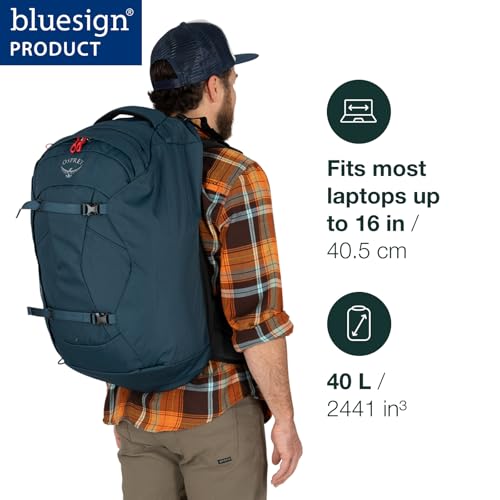 Osprey Farpoint 40L Men's Travel Backpack, Muted Space Blue - color: Muted Space Blue, size: 40L