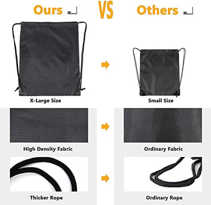BeeGreen Black Drawstring Backpack Bags Bulk 2 Pack X-Large 22.4" L x 17.5" W Sports Cinch Sack Gym String Bags Machine Washable Heavy Duty String Backpack for Men Women - color: Black