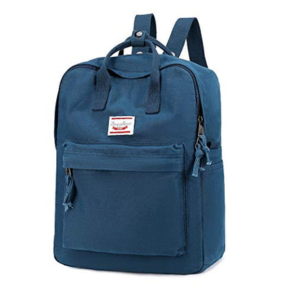 LuckyZ Womens Casual Style Lightweight Canvas Backpack Book Bag Travel Daypack Medium Handbag Purse, Blue - color: Blue