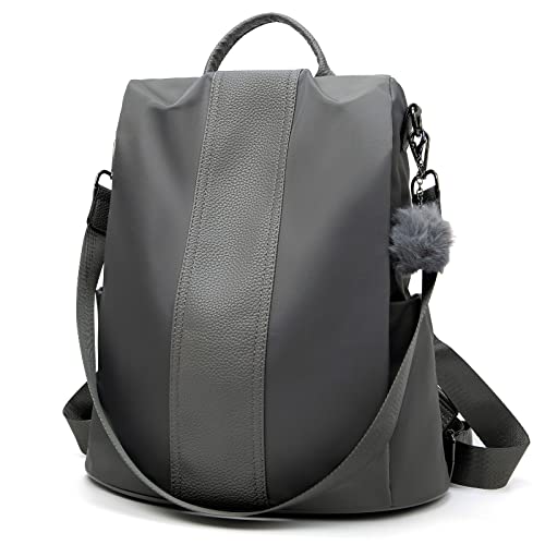 PINCNEL Women Backpack Purse Waterproof Nylon Anti-theft Rucksack Lightweight Shoulder Bag - color: Gray, size: Large