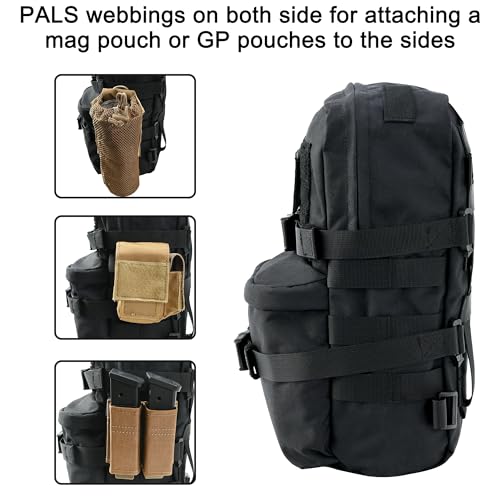 Tactical Mini Molle Hydration Pack,Molle Hydration Carrier with US Flag Water Resistant,Hydropack for Tactical Vest Backpack - style: Black