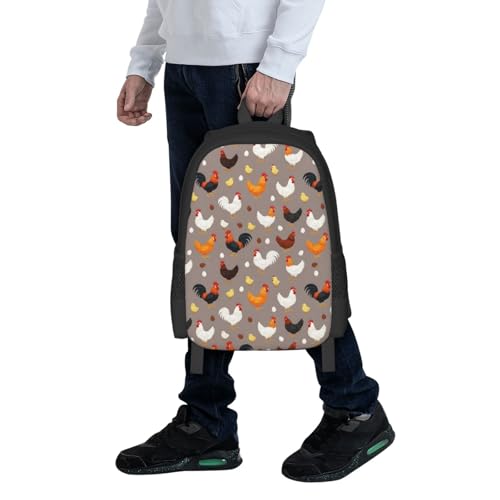 Ergonomic Padded Backpack Farm Rooster, Anti Theft Spacious Travel Daypack Sturdy Polyester Bag for Commute Gym Outdoor Leisure Use - color: Design (665)