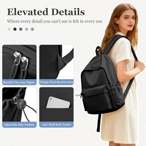 Classic Basic Black Backpack For Women,Waterproof High School Bookbag,Lightweight Casual Travel Daypack,College Backpack Men,Middle School Bag For Girls Boys - color: A1-black