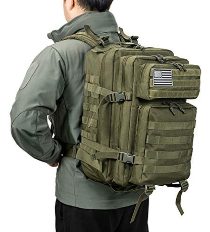 QT&QY 45L Military Tactical Backpacks Molle Army Assault Pack 3 Day Bug Out Bag Hiking Treeking Rucksack… - color: 1.3 Green